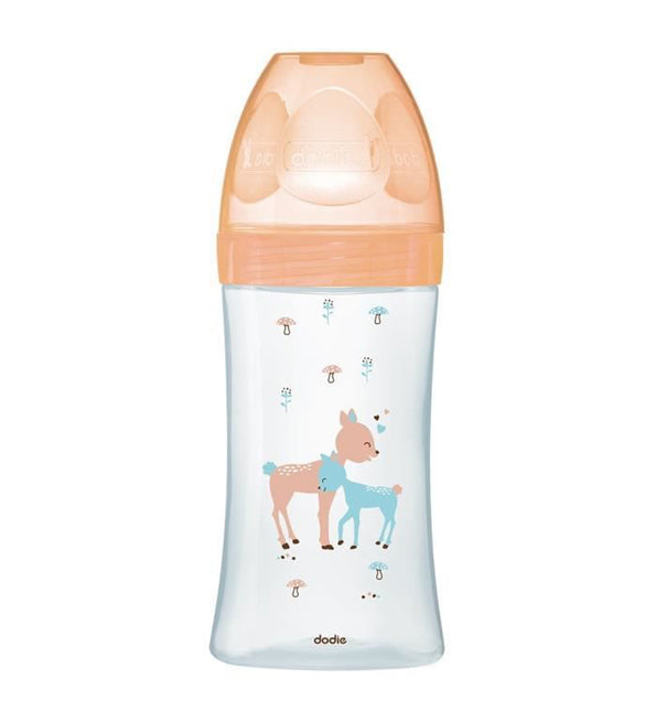 DODIE BIBERON SENSATION+ VERRE 270ML BEIGE BICHE 0-6 M TÉT PLATE D2