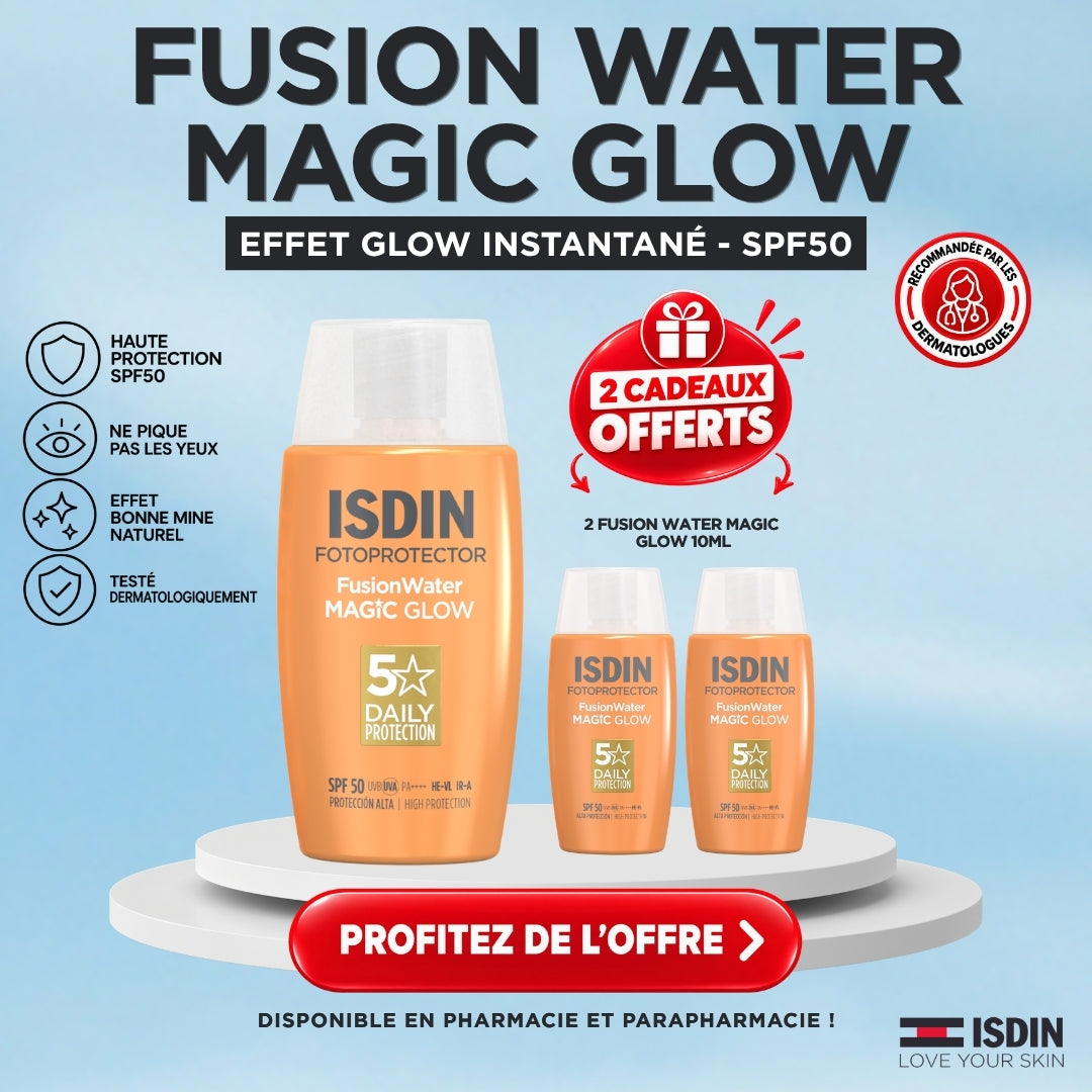 MAGIC GLOW -  Fotoprotector Fusion Water Magic Glow + Eau Micellaire 100 ml Offert