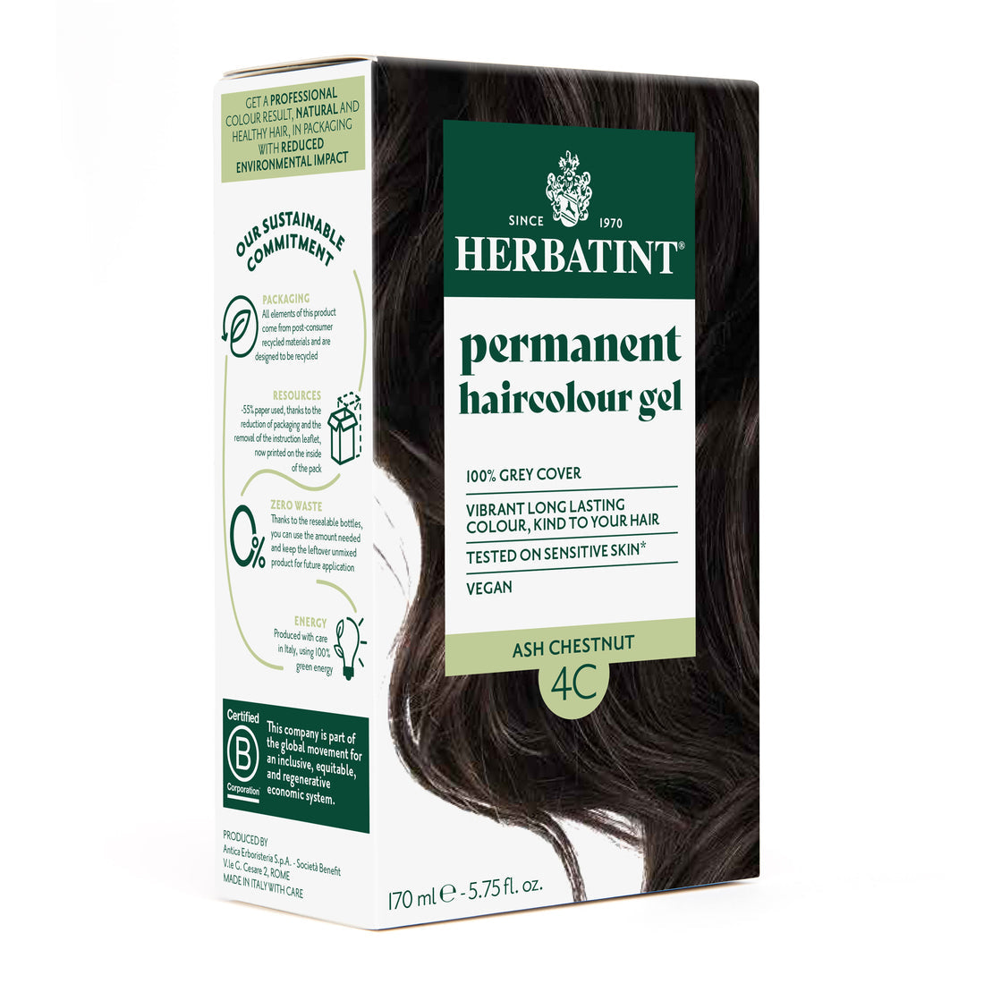 HERBATINT 4C CHATAIN CENDRE SOIN COLORANT PERMANENT   170ML
