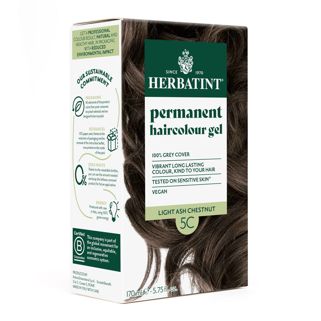 HERBATINT 5C CHATAIN CLAIRE CENDRE SOIN COLORANT PERMANENT 170ML