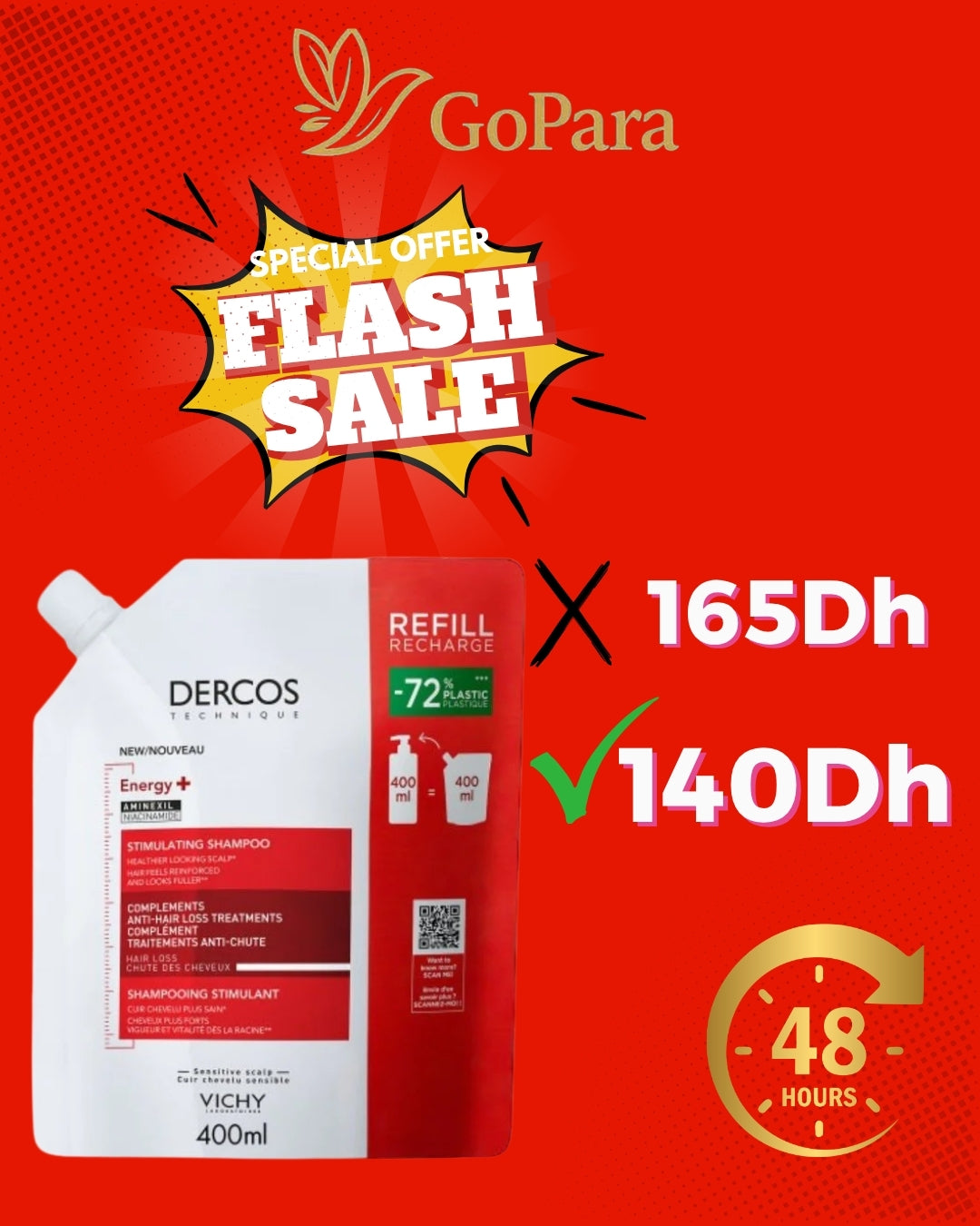 DERCOS SHAMPOING ANTI CHUTE RECHARGE 400 ML