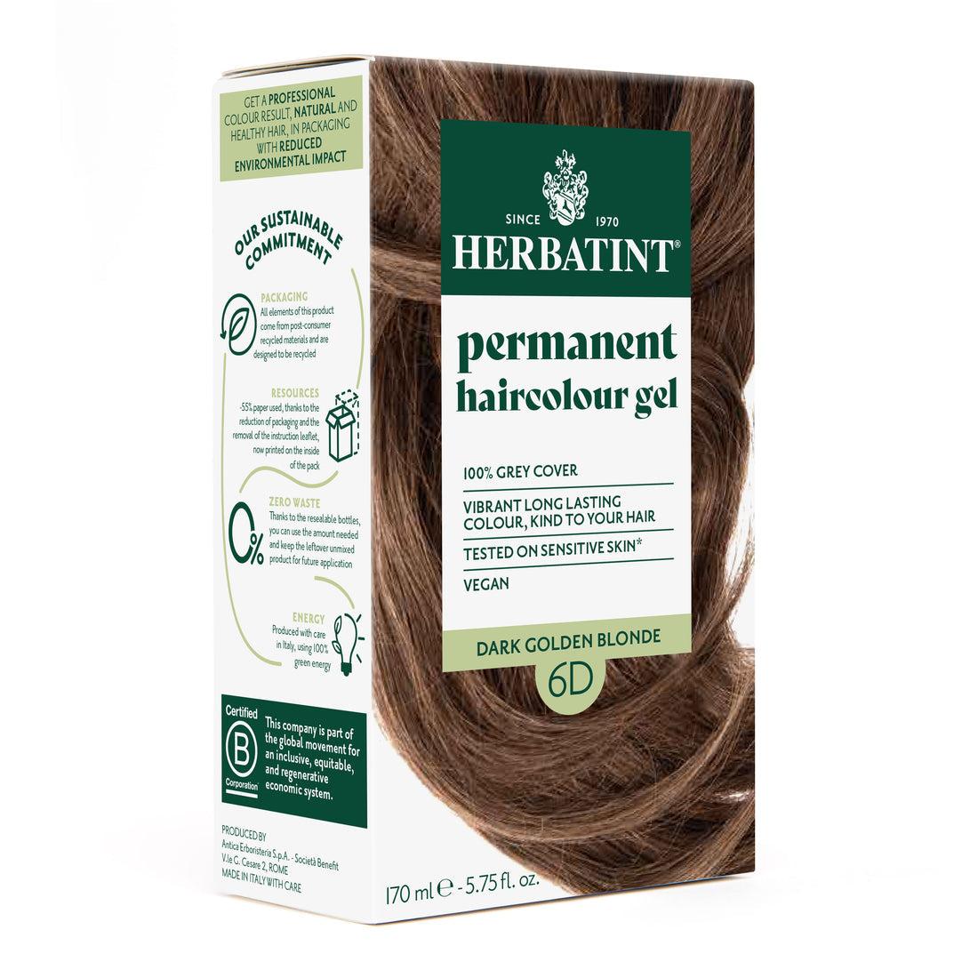 HERBATINT 6D BLOND FONCE DORE SOIN COLORANT PERMANENT 170ML