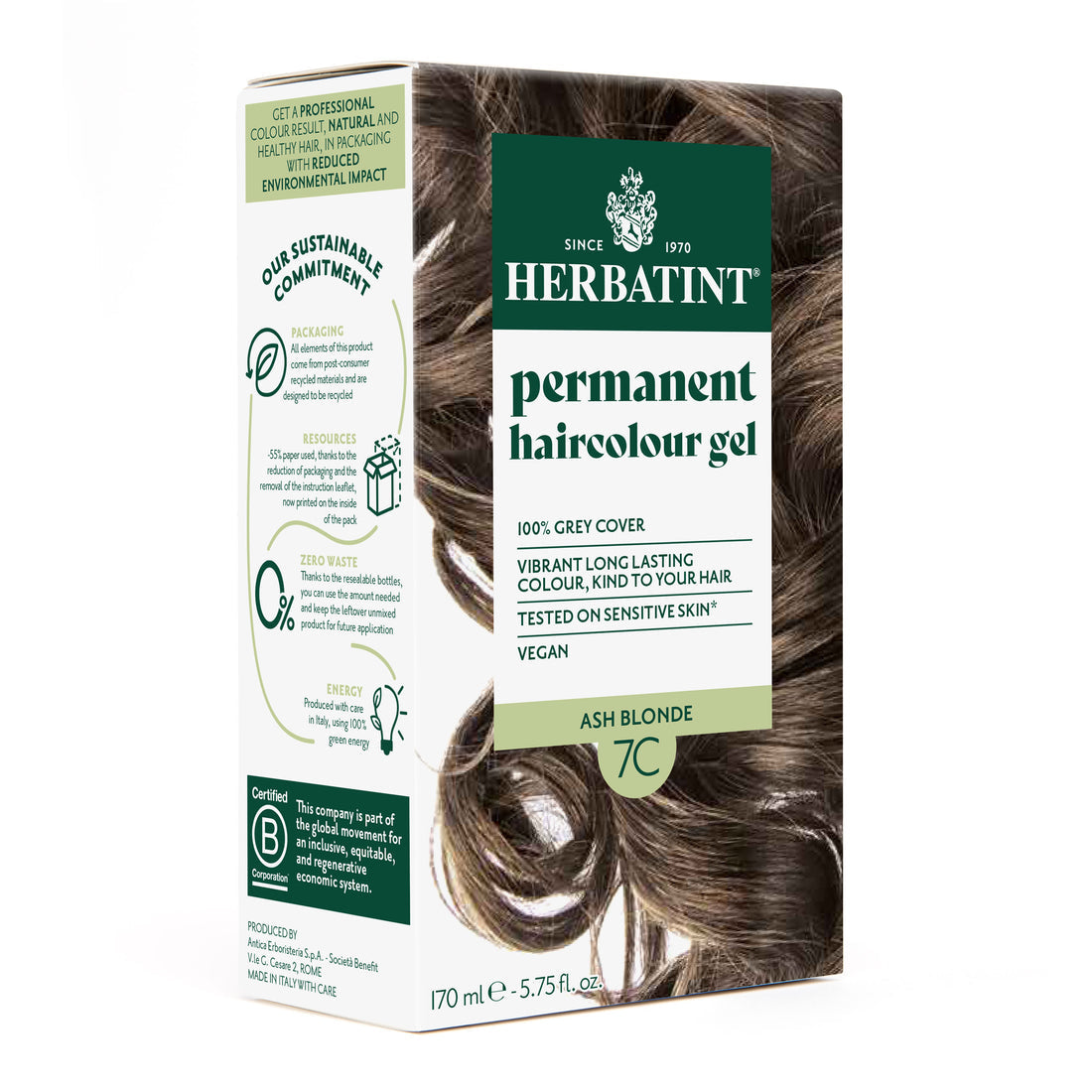 HERBATINT 7C BLOND CENDRE SOIN COLORANT PERMANENT 170ML