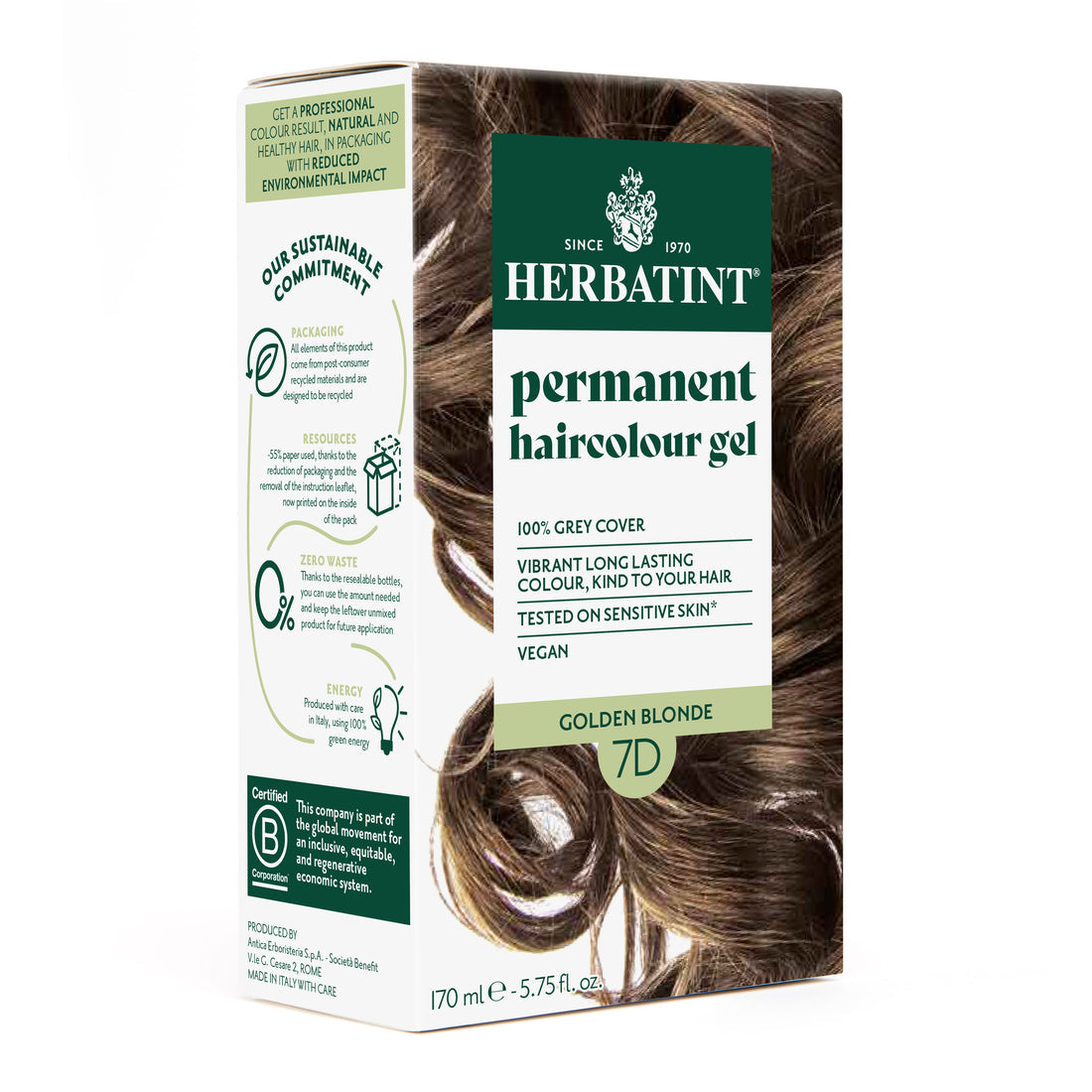 HERBATINT 7D BLOND DORE SOIN COLORANT PERMANENT 170ML