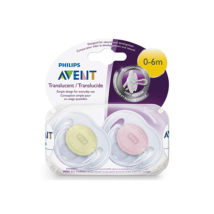 Philips Avent Lot de 2 sucettes transparent 0-6 mois