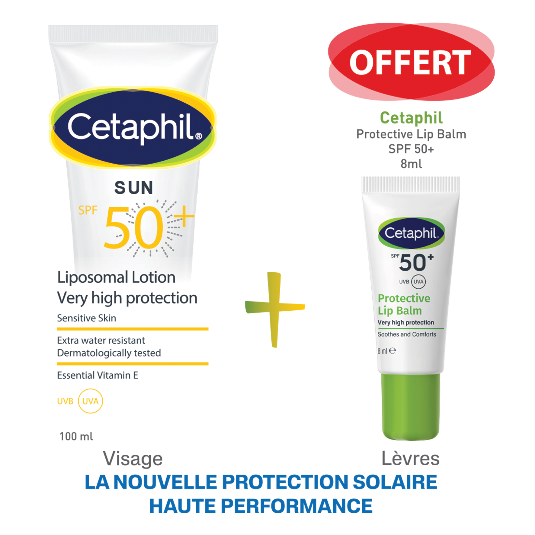 CETAPHIL SUN LOTION SPF50+100ML+CETAPHIL LIPBALM SPF50 OFFERT