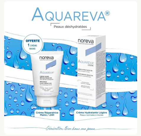 Noreva Aquareva Creme Legere 40ml+Mains Reparatrice 50ml Duo Pack