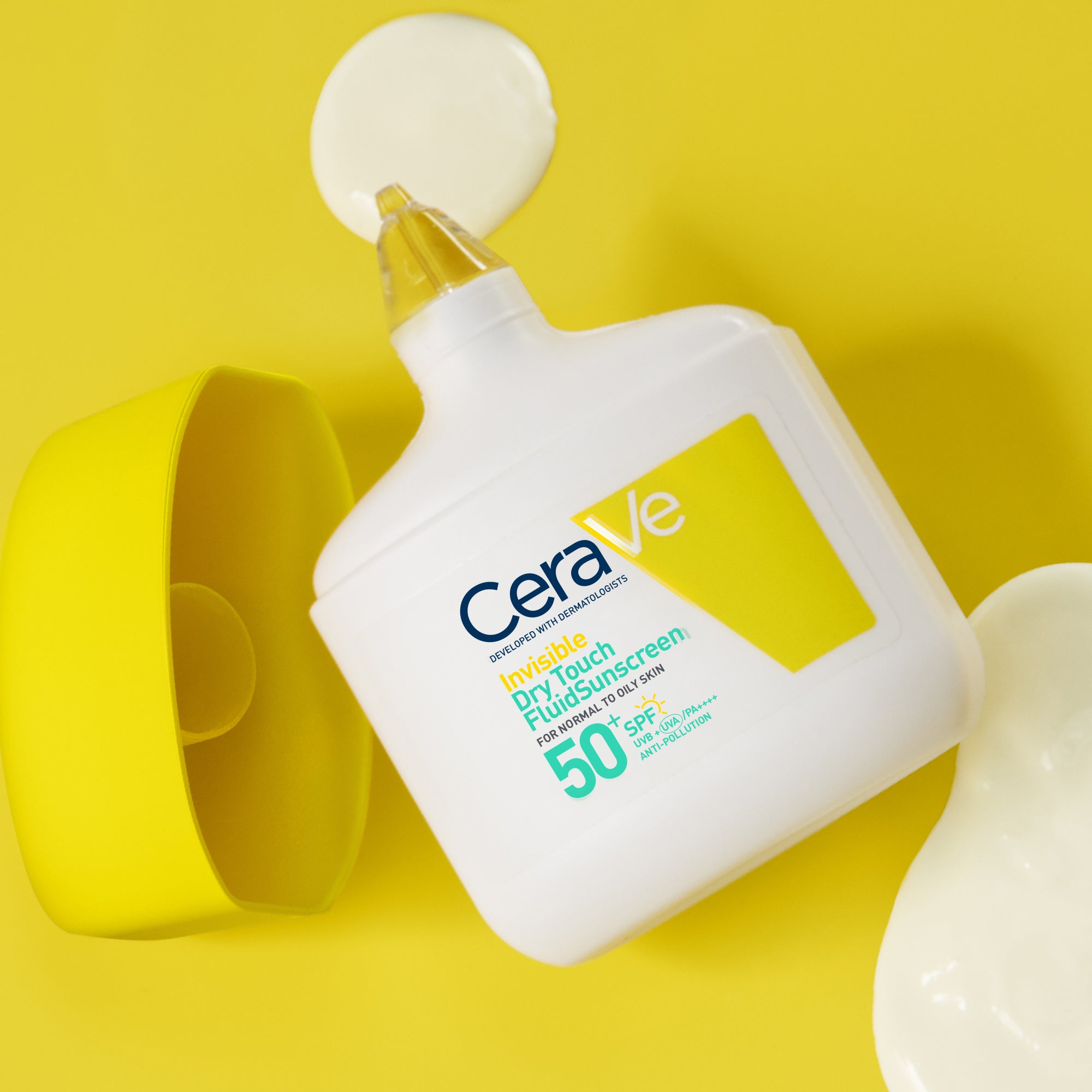 CERAVE Fluide Invisible Toucher Sec SPF50+ | Peau Normale à grasses | Tendance acnéique | 50ml