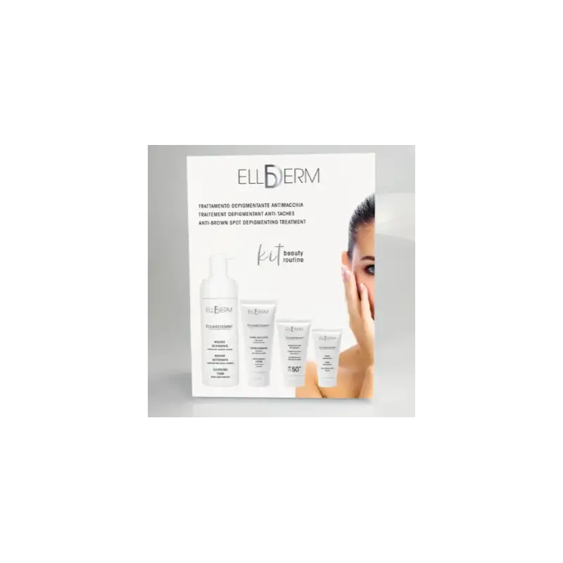 ELLDERM PACK TRAITEMENT ANTITACHE-MOUSSE NETOYANTE-CREME GOMMAGE-CREME ANTITACHEC-CREME PROTECTRICE