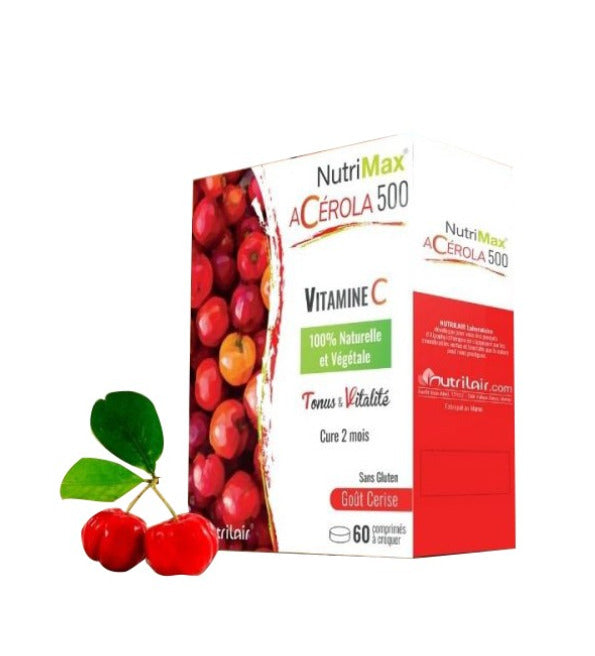 Nutrimax Acérola 500 Vitamine C – 60 comprimés à croquer