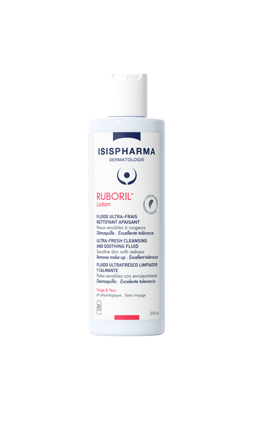 ISIS Ruboril Lotion - Fluide ultra-frais - nettoyant apaisant - Peaux sensibles à rougeurs 250ml
