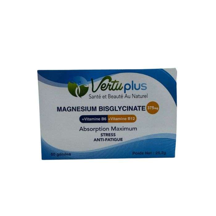 VERTUPLUS MAGNESIUM BISGLYCINATE 375mg+B6+B12/60GEL