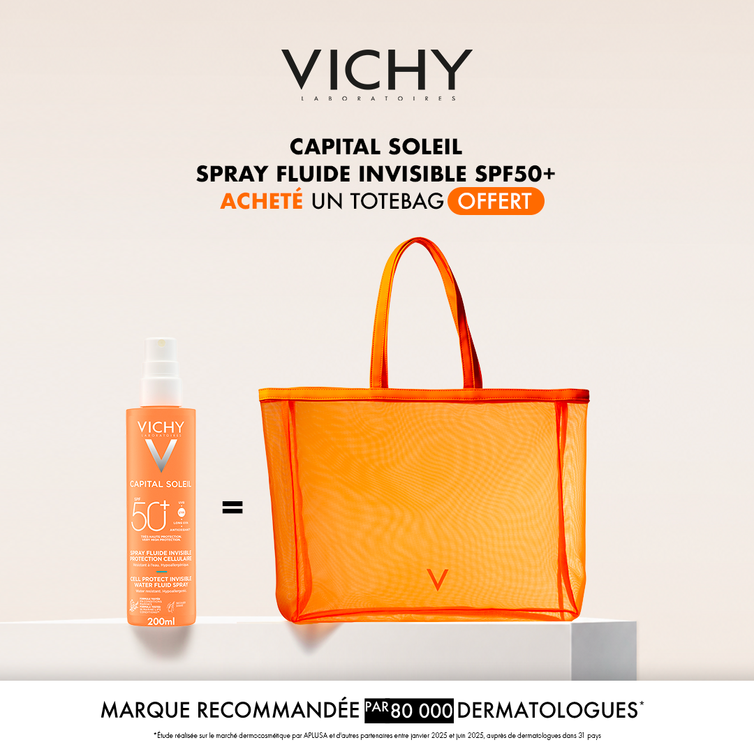 Vichy capital soleil spray invisible spf 50+ acheté = un totebag et offert