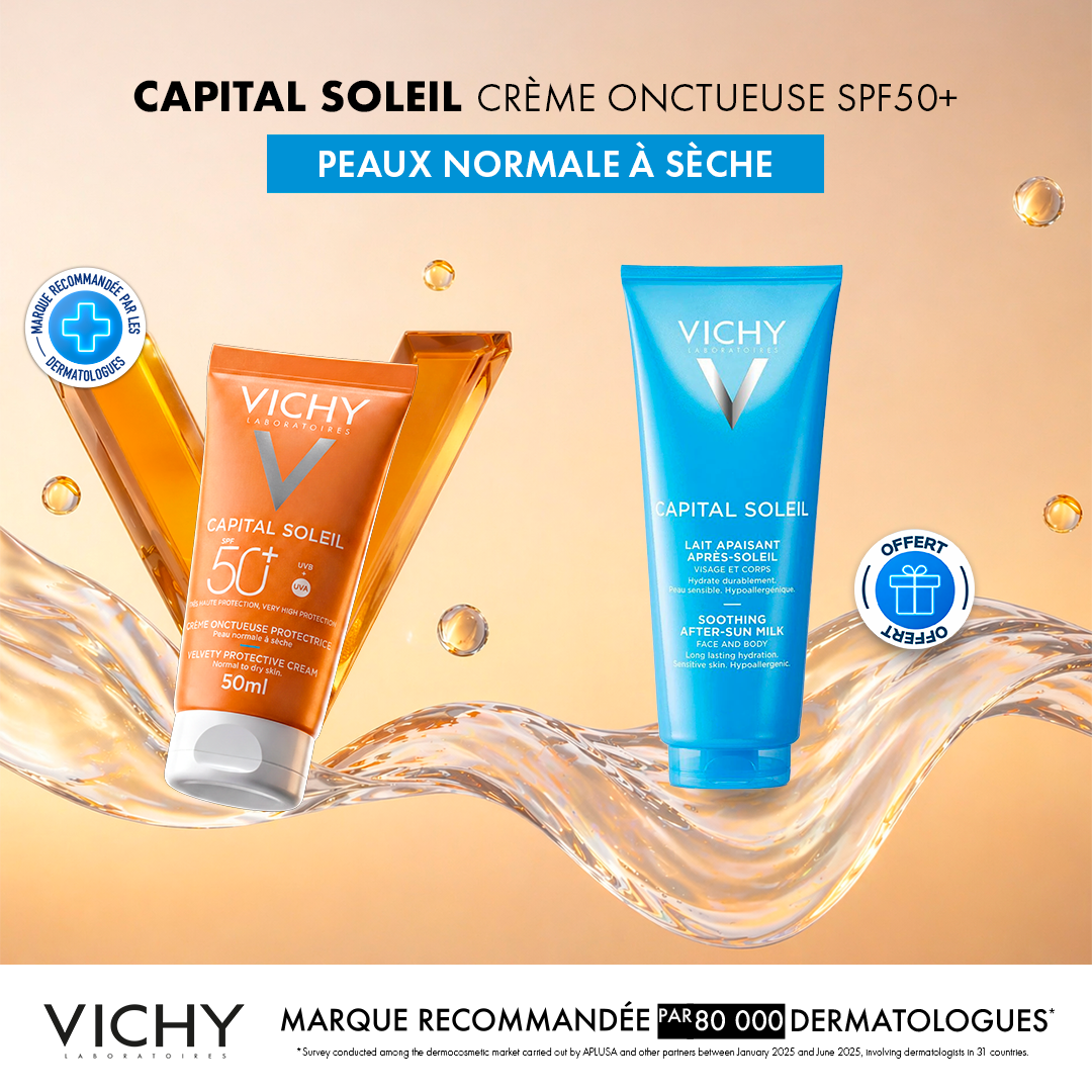 Offre Exclusive – Capital Soleil Crème Onctueuse SPF50+ Peau Sensible Normale à Sèche 50ml
