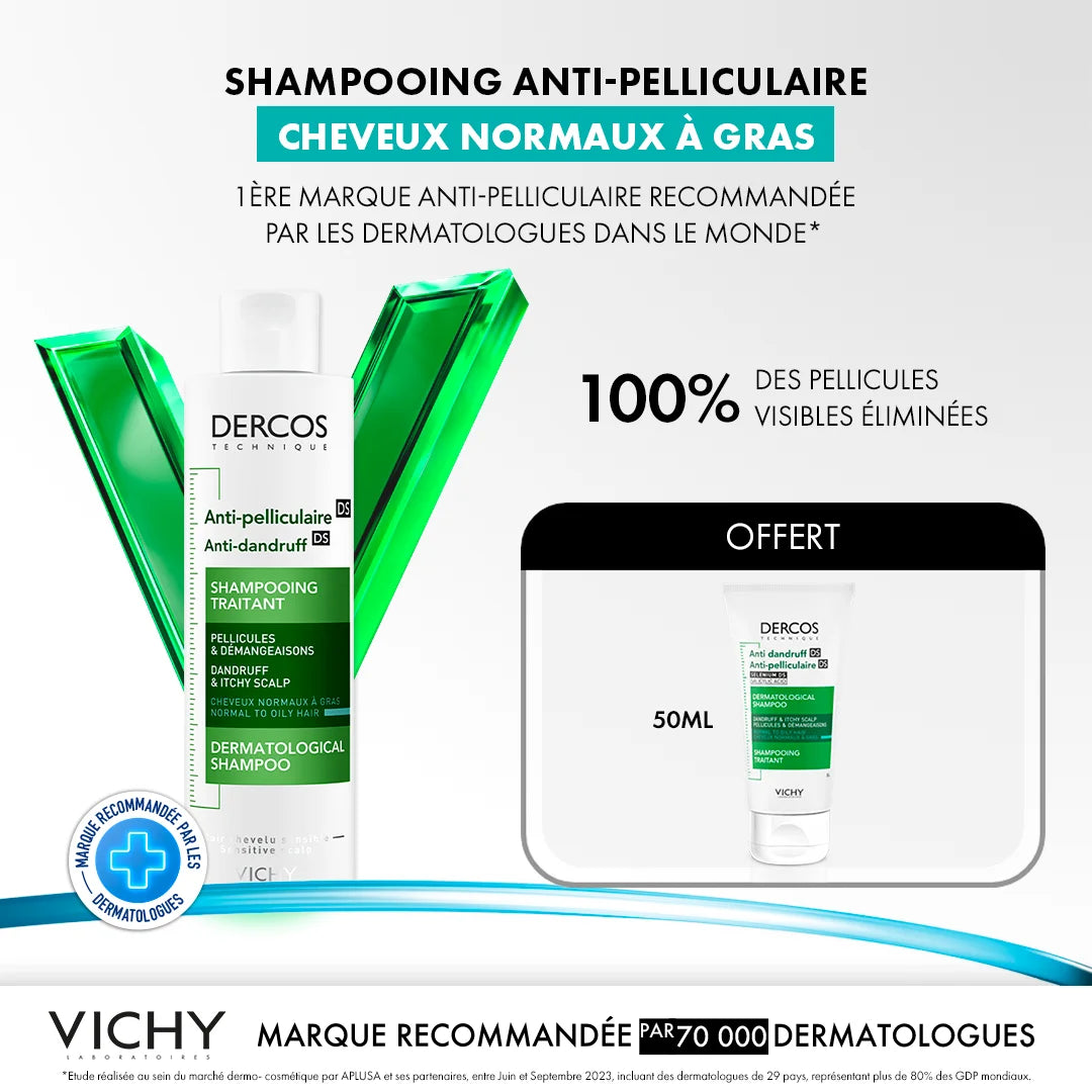 VICHY DERCOS SHP ANTI-PELLICULAIRES DS GRASSES 200ML+50ML OFFERTE