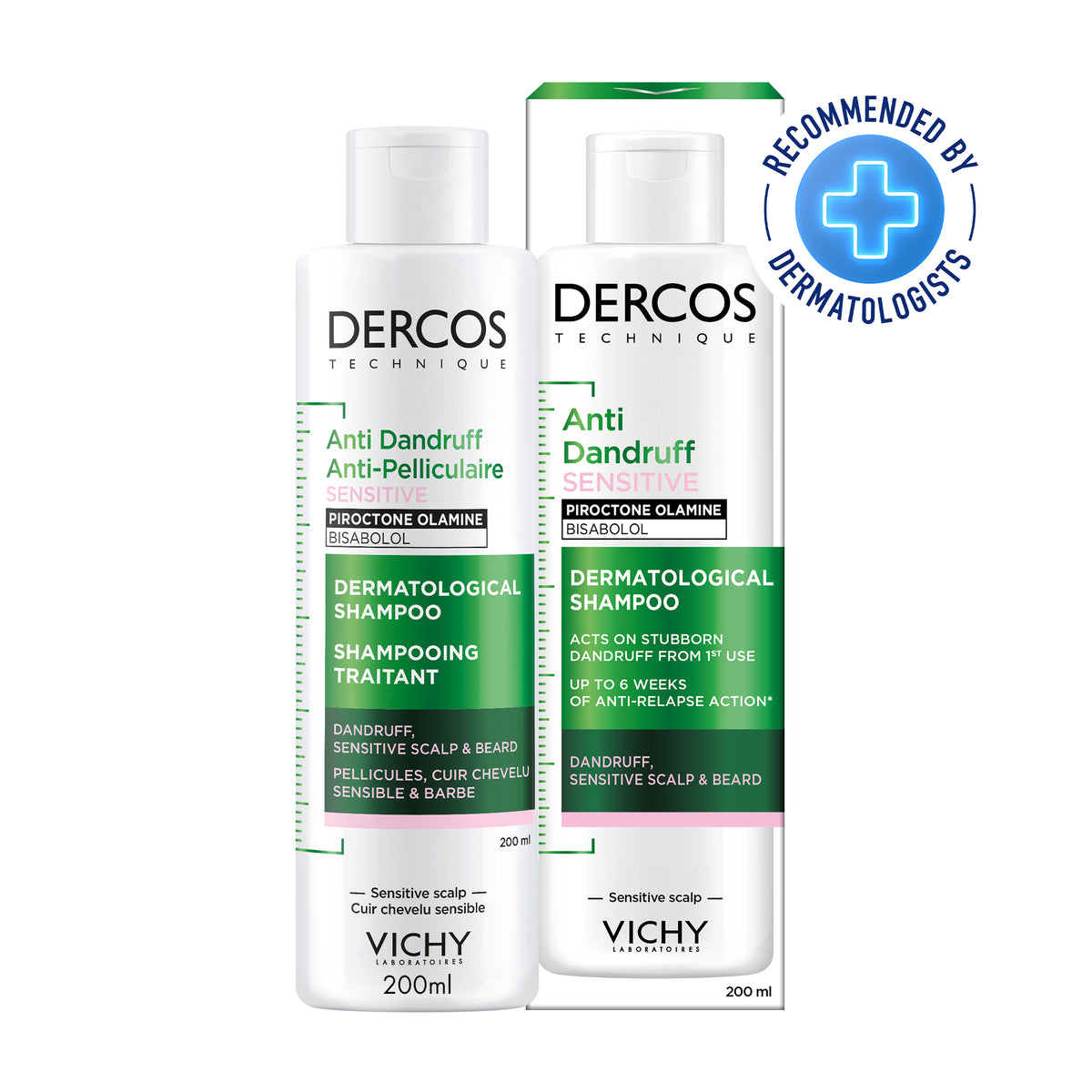 Vichy Dercos Shampoing Traitant Anti-Pelliculaire Sensitive Cuir Chevelu Sensible  200ml