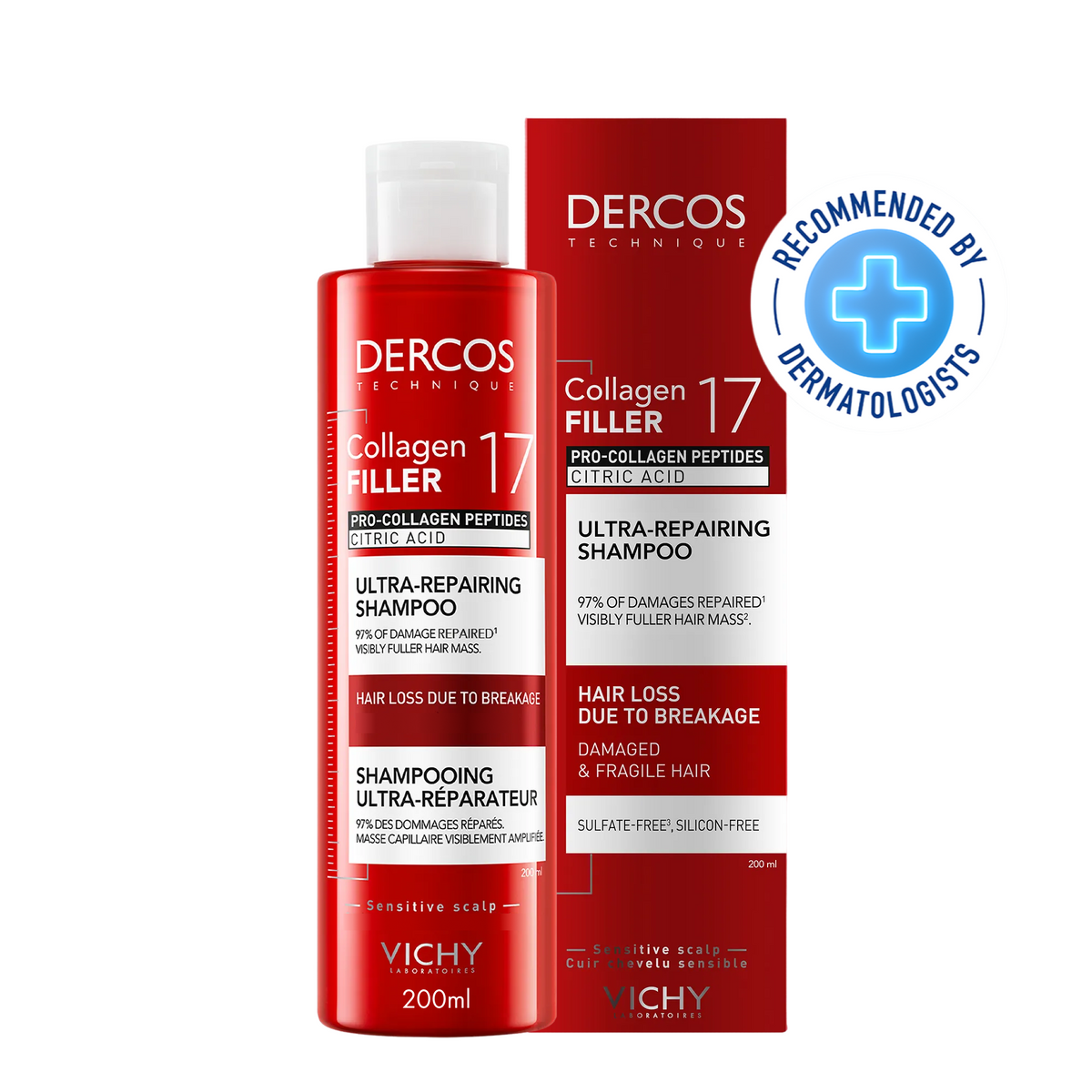 DERCOS Shampooing Ultra-Réparateur Collagen 17 Filler | 200ML