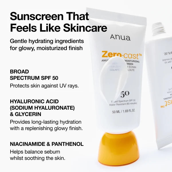 ANUA  ZERO-CAST SUNSCREEN SPF50+ 50ML