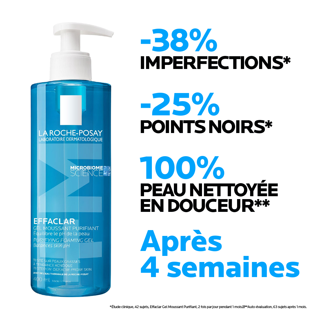 La Roche Posay Effaclar +M Gel Moussant Purifiant Nettoyant |Peaux grasses à tendance acnéique | 400ML