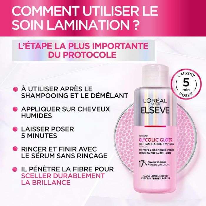 ELSEVE GLYCOLIC GLOSS SOIN LAMINATION 5 MINUTES 200ML