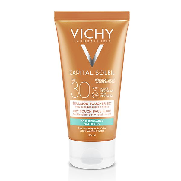Vichy Capital Soleil Émulsion Anti-Brillance Toucher Sec SPF50 Peau Sensible Mixte à Grasse | 50ml